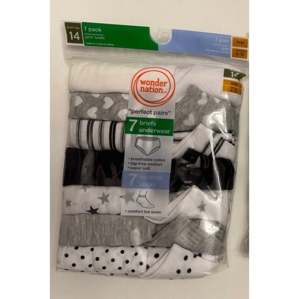New Wonder Nation Girl's Briefs Underwear And Socks Sets Underwear Size 14